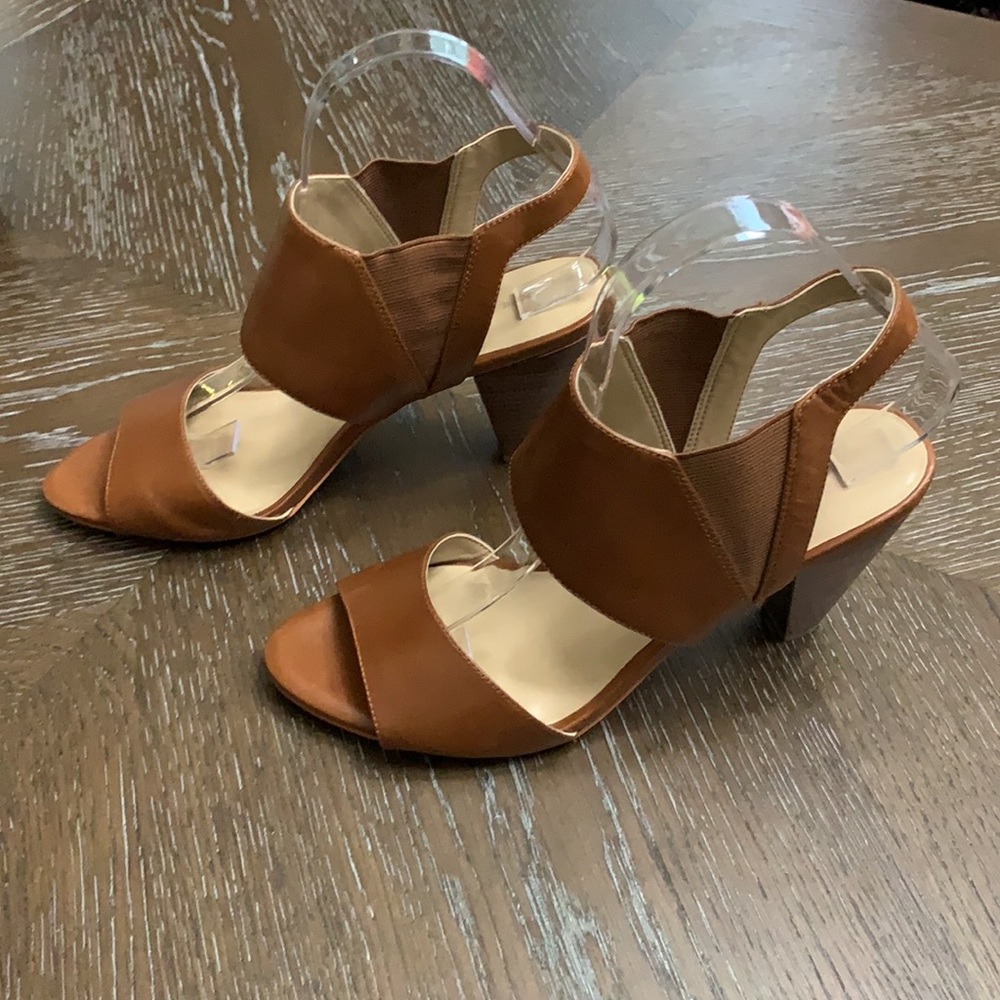 Karl Lagerfeld Paris Floquet brown strappy leather sandal heels Size 9.5M - Picture 6 of 17